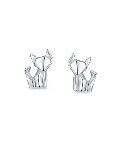 Bling Jewelry Серьги-гвоздики 3D Geometric Origami из стерлингового серебра