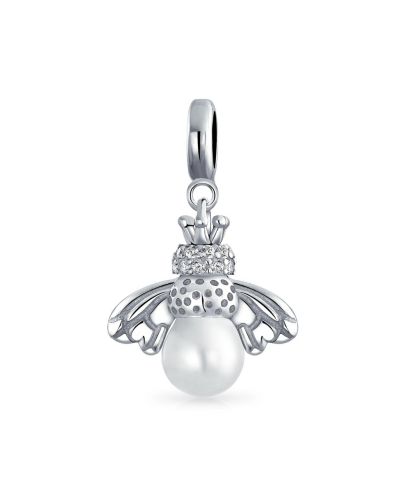 Bling Jewelry подвеска-шарм в виде пчелы, серебро.925, жемчуг