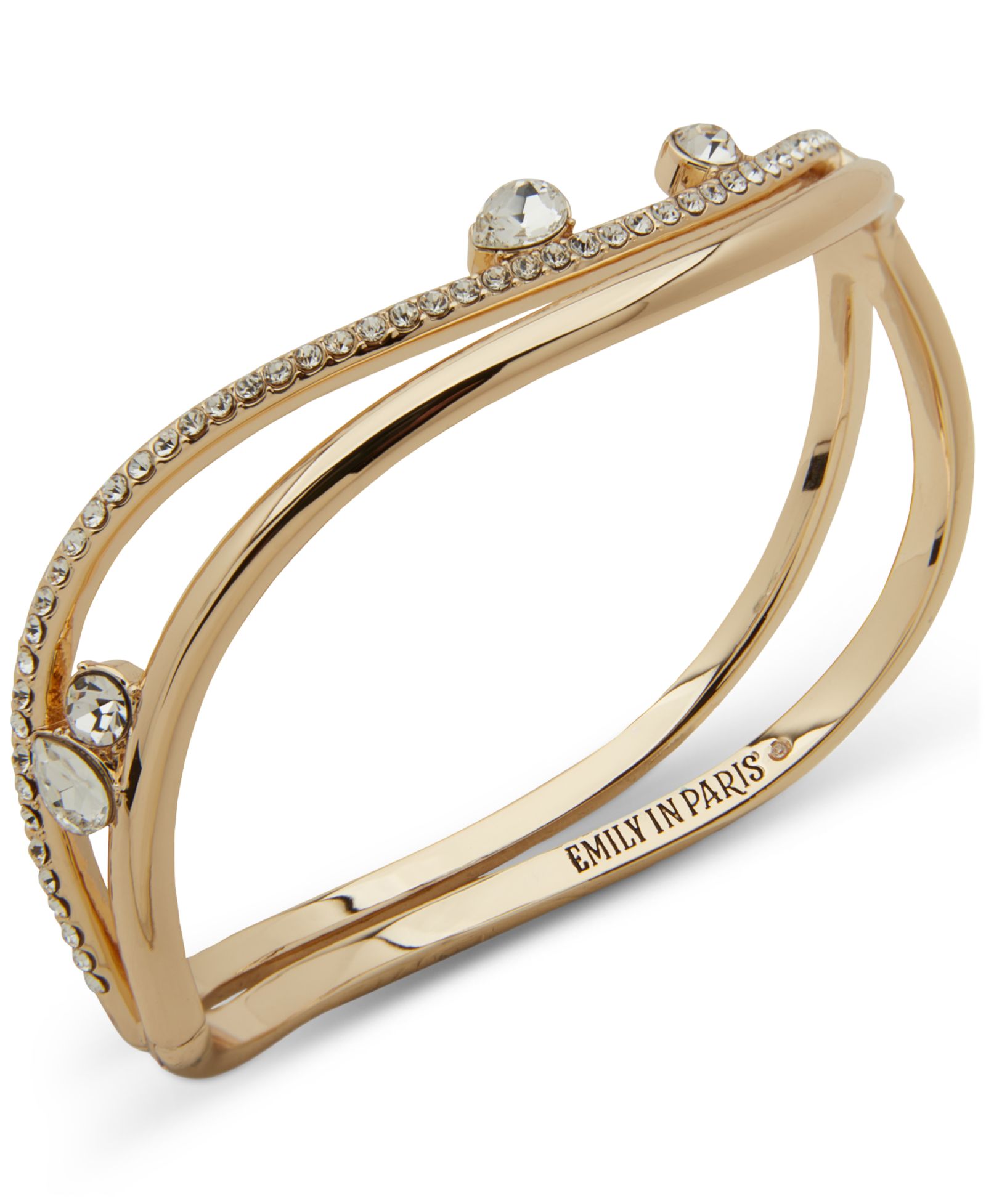 Браслет Emily in Paris Gold-Tone Crystal Hinge Bangle Bracelet