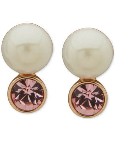 Emily in Paris Gold-Tone Crystal & Stone Stud Earrings