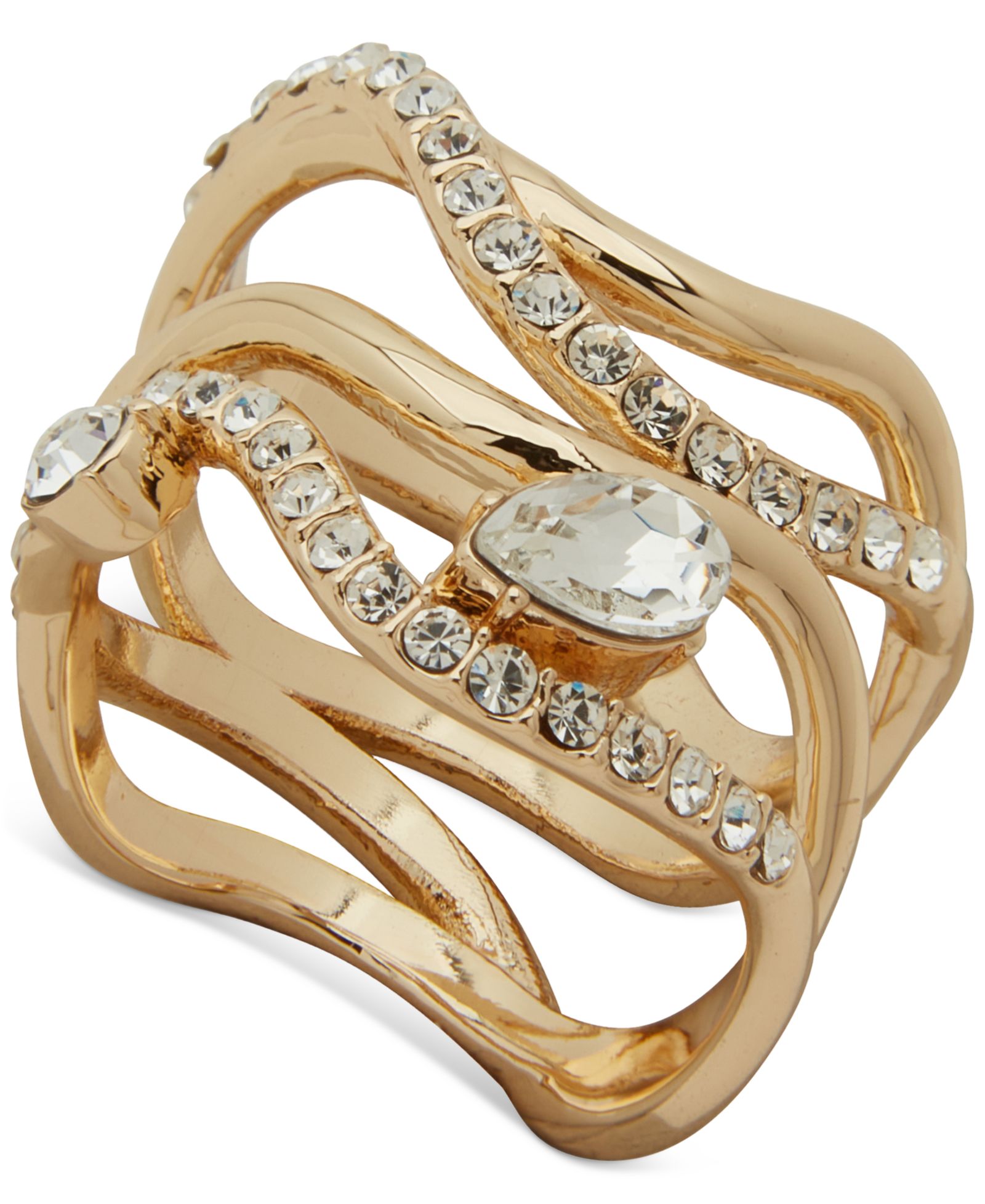 Кольцо Emily in Paris Gold-Tone Wavy Stone Multi Row