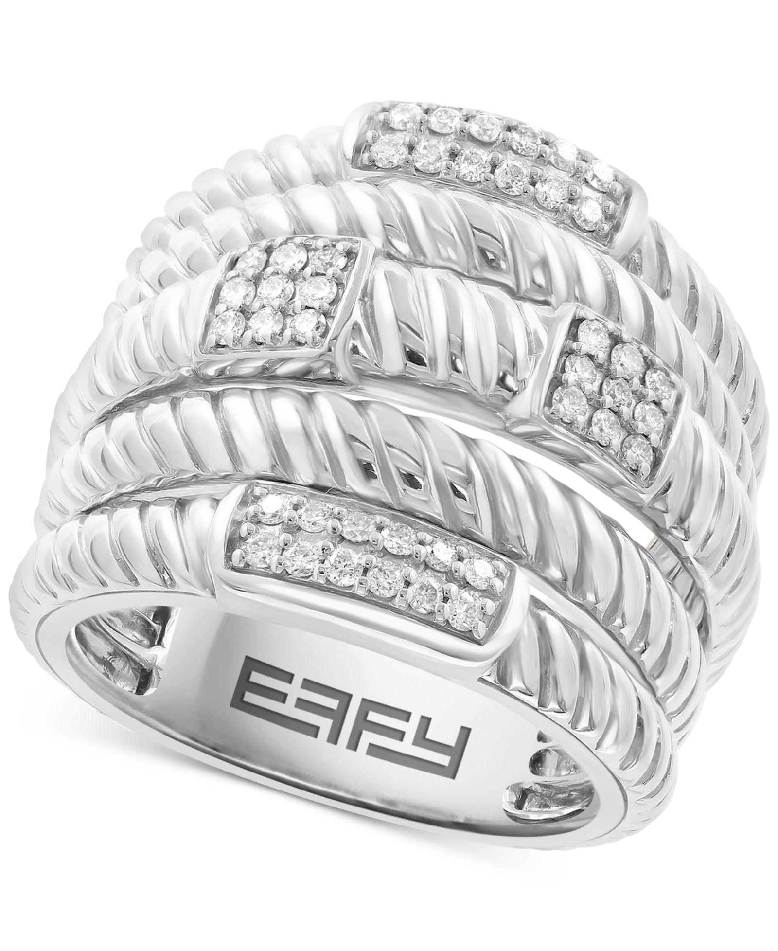 EFFY® Diamond Multi-Row Statement Ring (1/3 ct. t.w.) in Sterling Silver