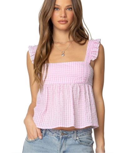 Edikted Women's Jenson Backless Gingham Top