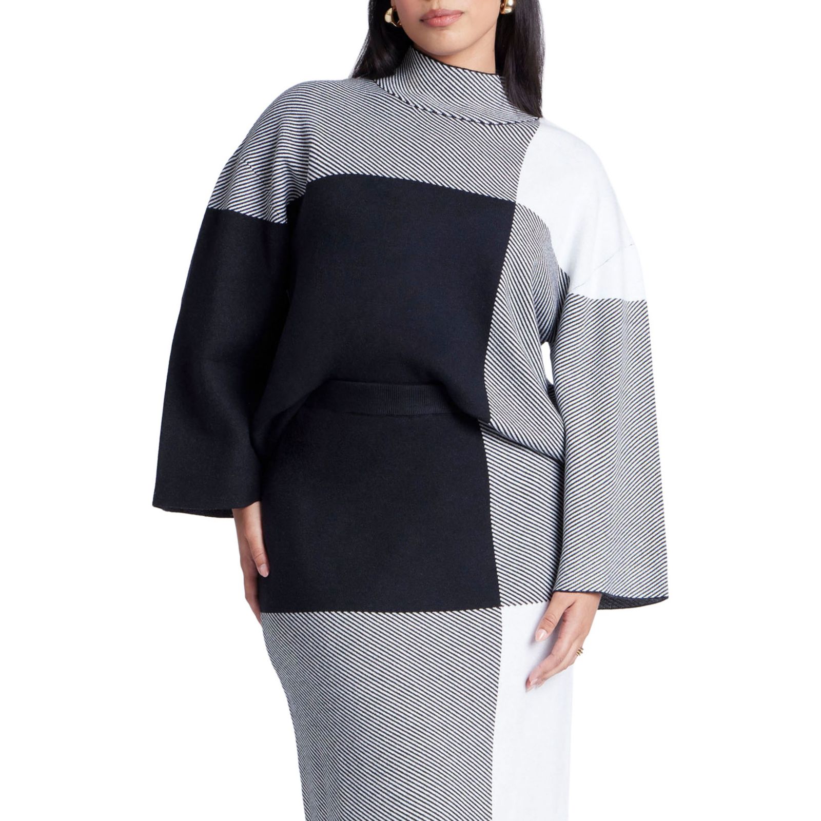 Женский джемпер ELOQUII Mock Neck Intarsia