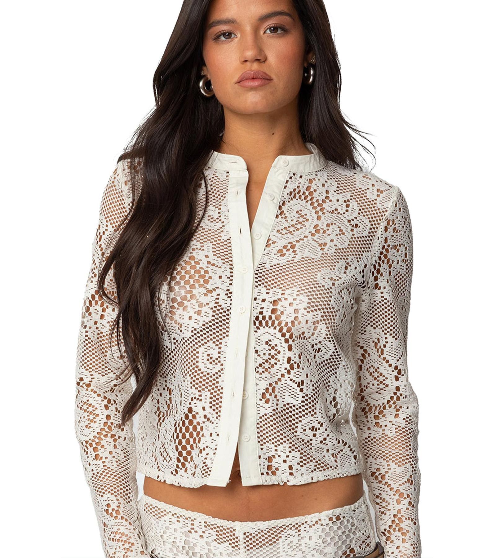 Edikted Women's Peyson Sheer Lace Top