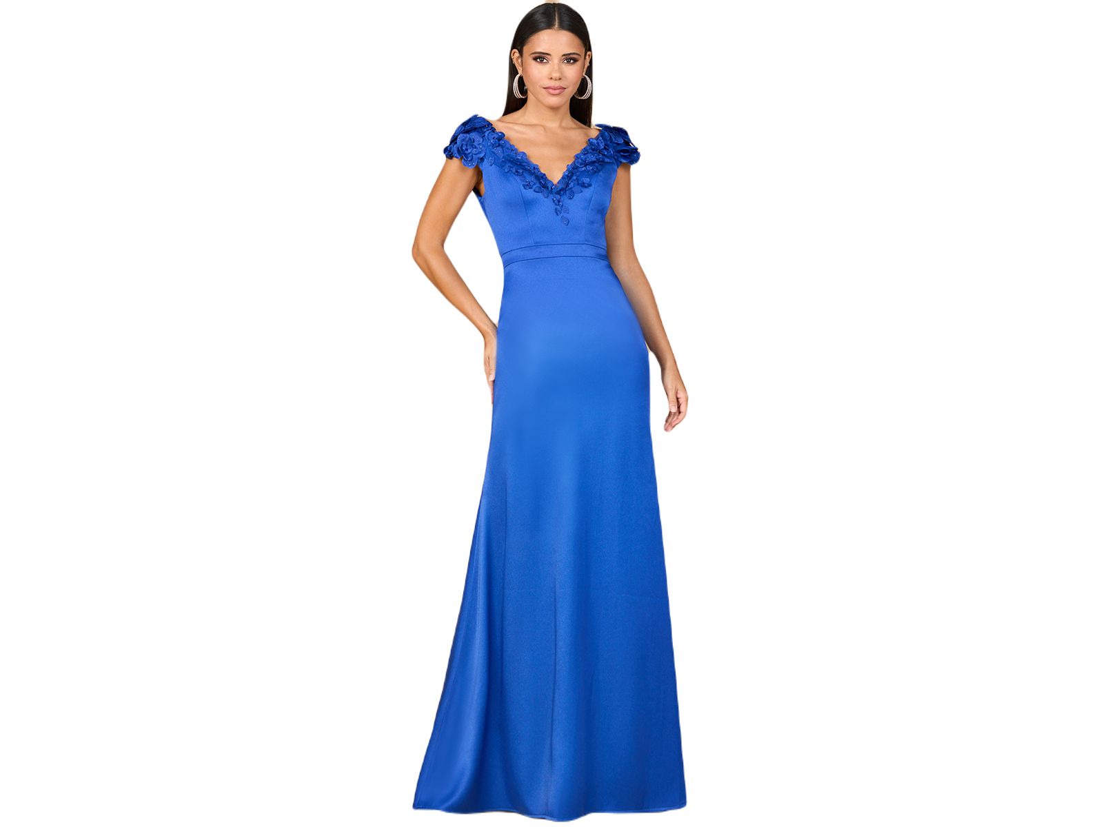 Lara Women's V-Neck, Satin Backed Crepe Gown