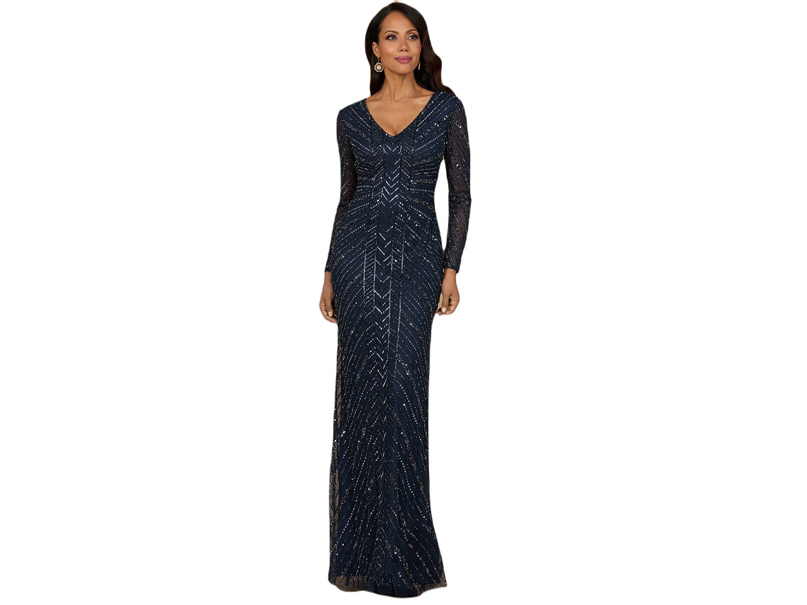 Женское вечернее платье Lara Long Sleeve Beaded Gown