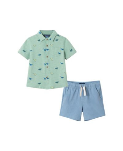 Детский комплект Andy & Evan Toddler Boys Lt Green Dino Print Knit Buttondown
