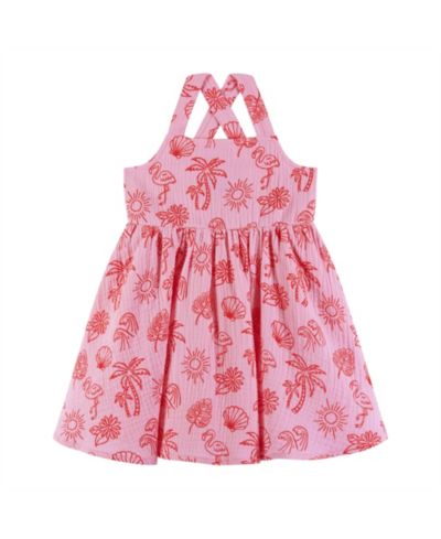 Детское платье Andy & Evan Pink Tropical Icon Print Gauze