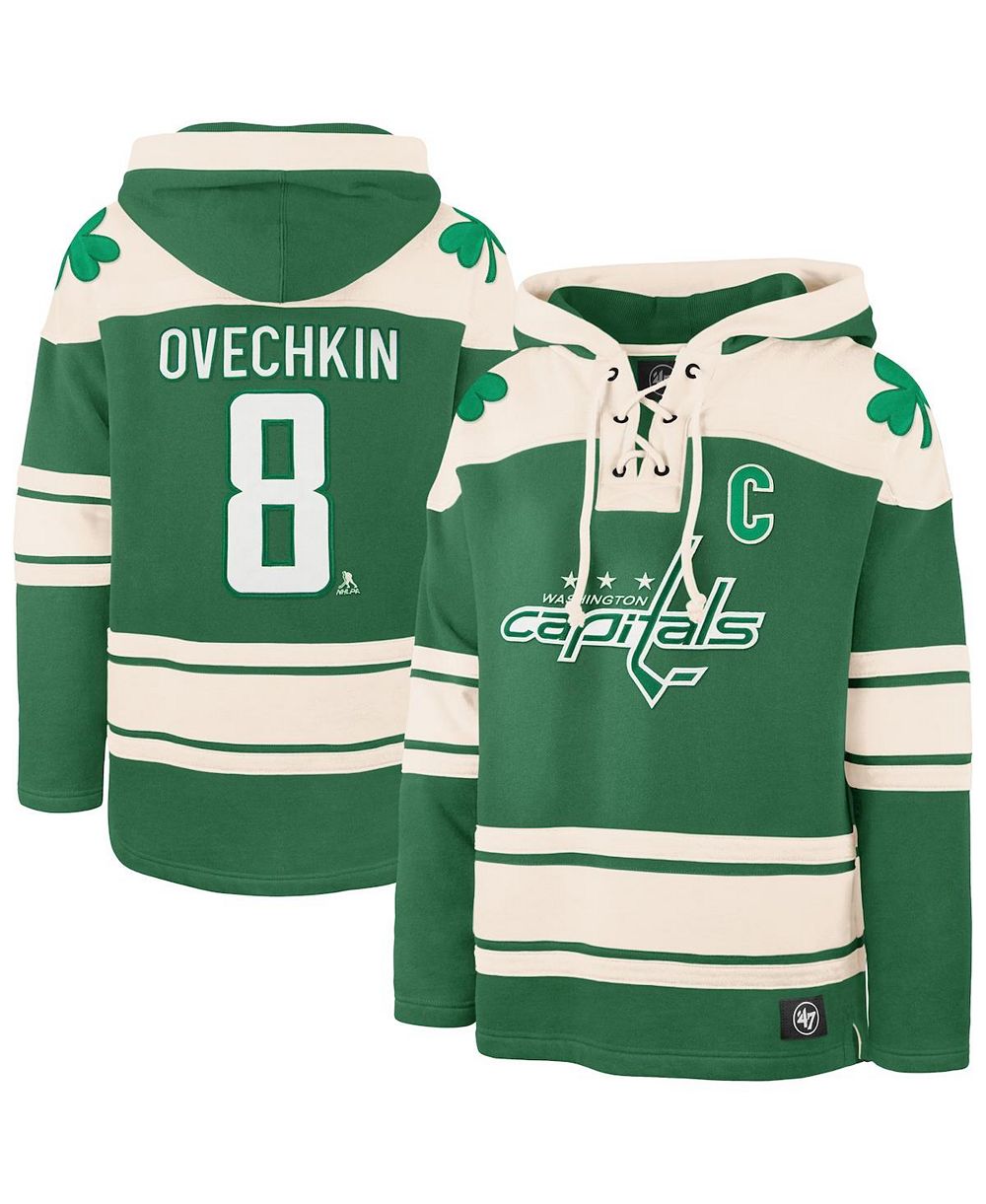 Мужское худи '47 Brand Alexander Ovechkin Kelly Green Washington Capitals St. Patrick's Day Player Name & Number Lacer Pullover
