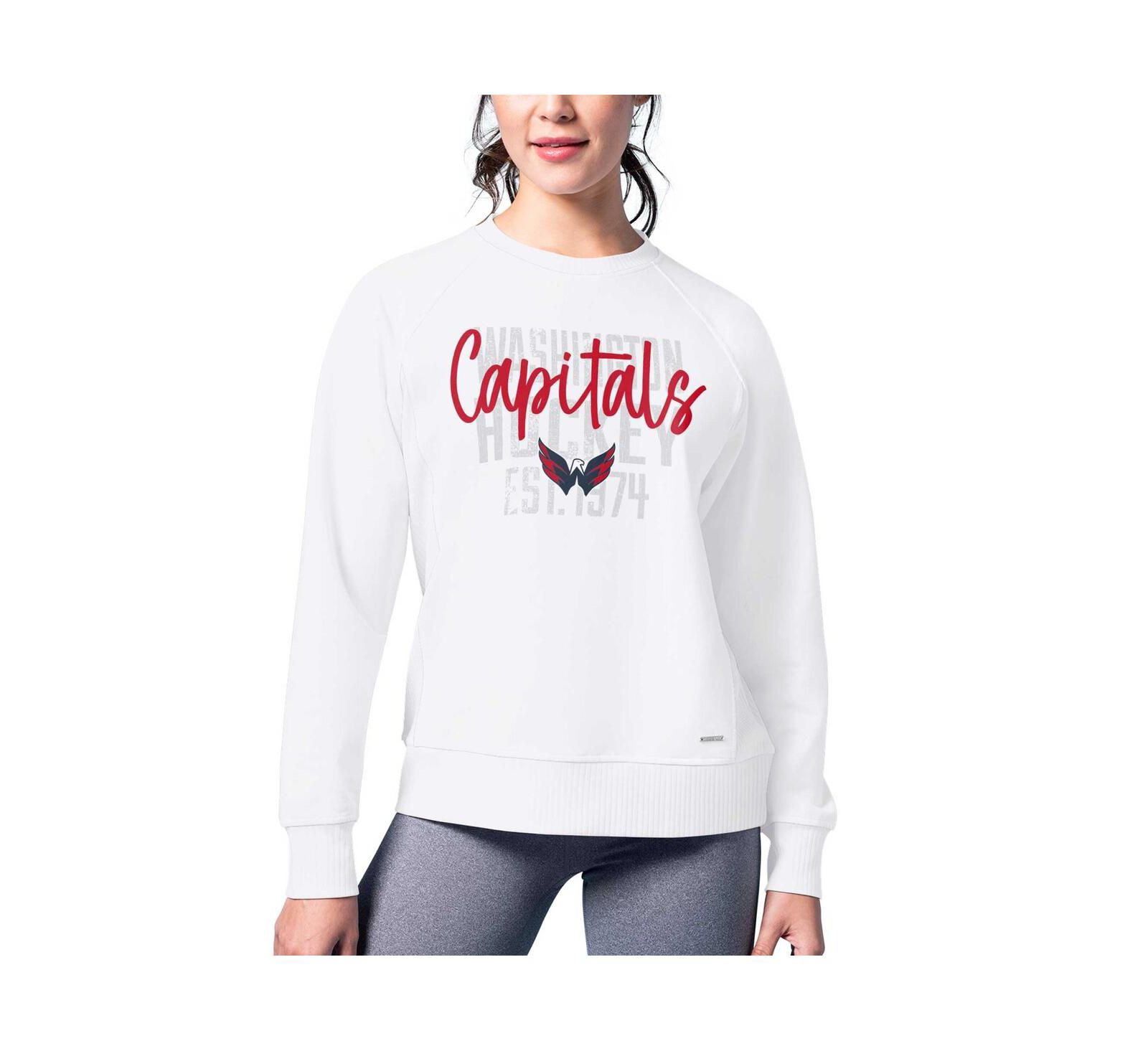 MSX by Michael Strahan Women's White Washington Capitals Millie Raglan Pullover Sweatshirt