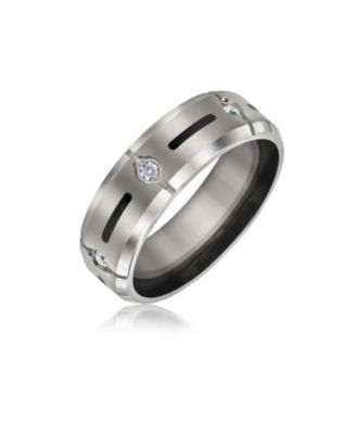 Кольцо Bling Jewelry Inlay CZ Cubic Zirconia Accent Wide Band Titanium