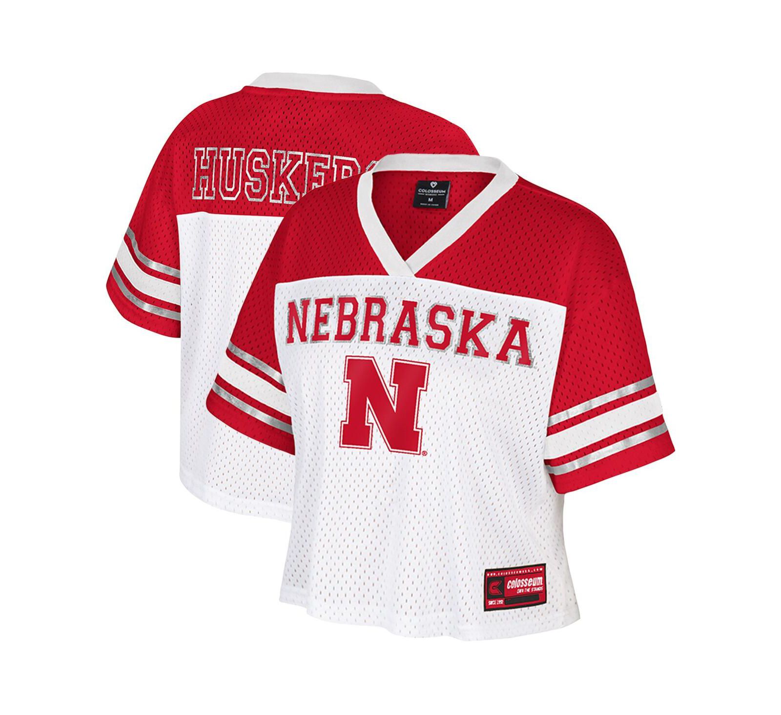 Colosseum Women's White Nebraska Huskers Treasure Cropped Football Jersey