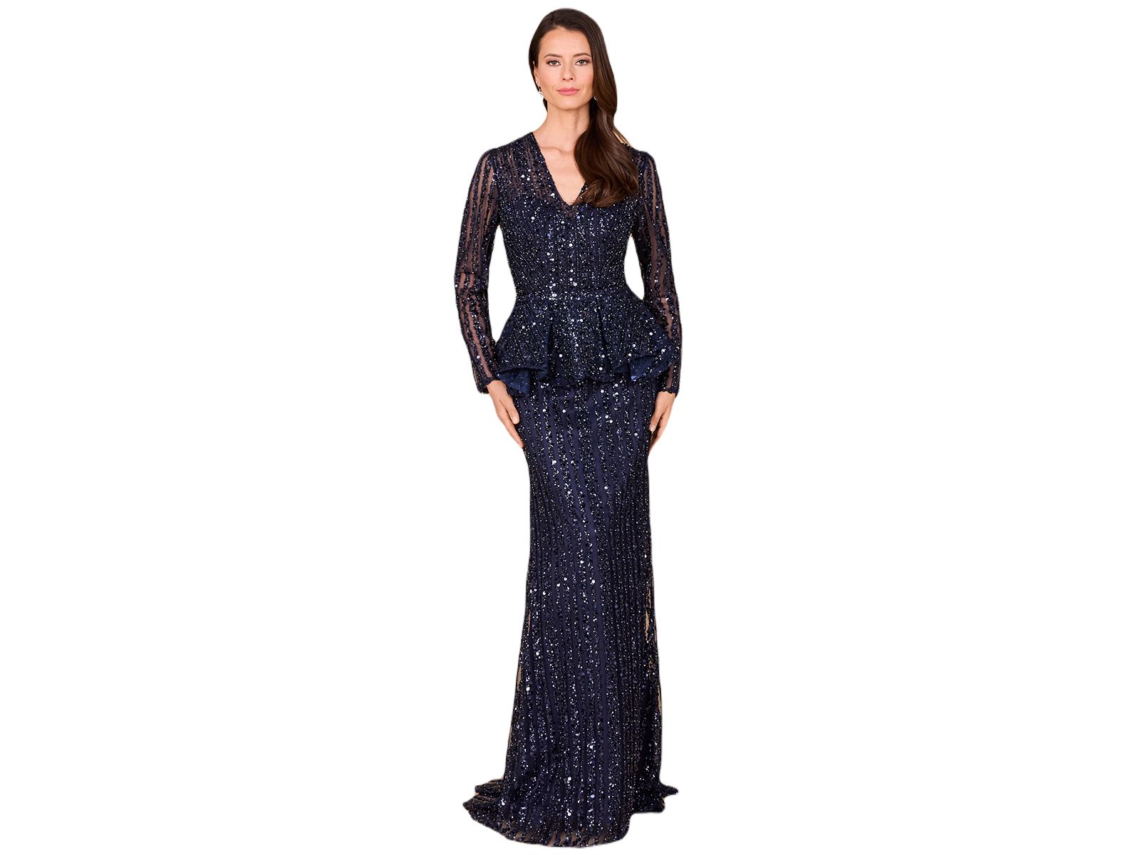 Lara Women's Long Sleeve Beaded Peplum Dress