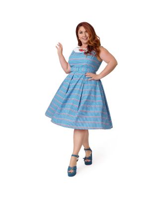 Unique Vintage Plus Size 1960s Dancing Doll Swing Dress