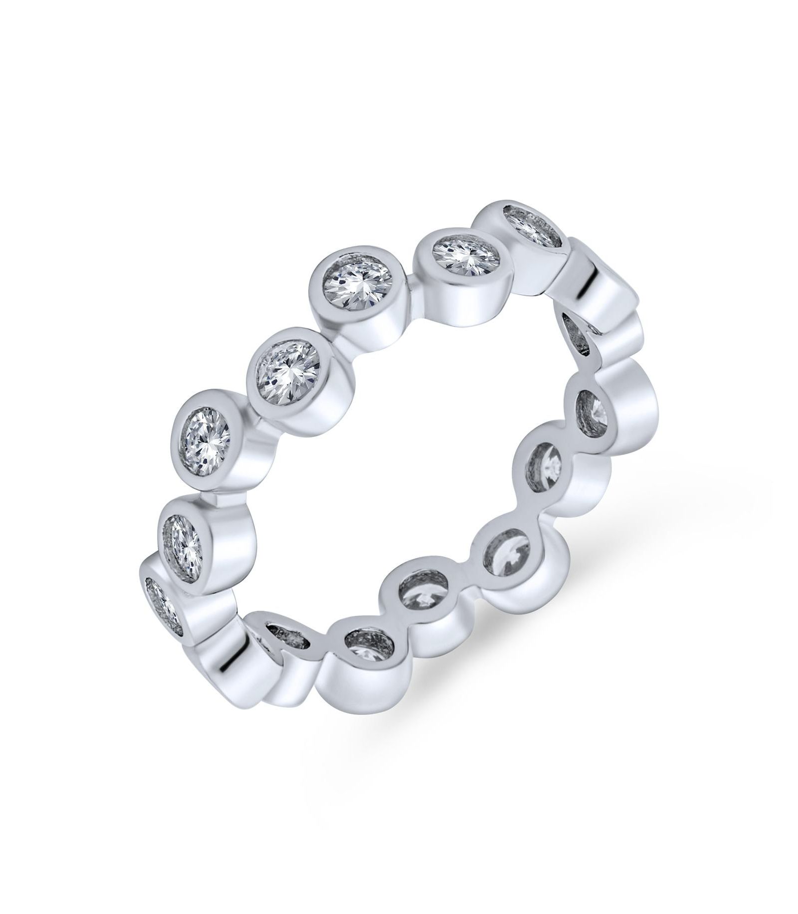 Кольцо Bling Jewelry Bubble Circle Zig Zag CZ Eternity Band из серебра.925