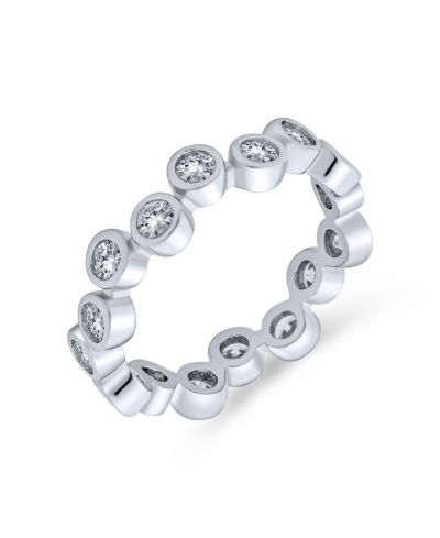 Кольцо Bling Jewelry Bubble Circle Zig Zag CZ Eternity Band из серебра.925