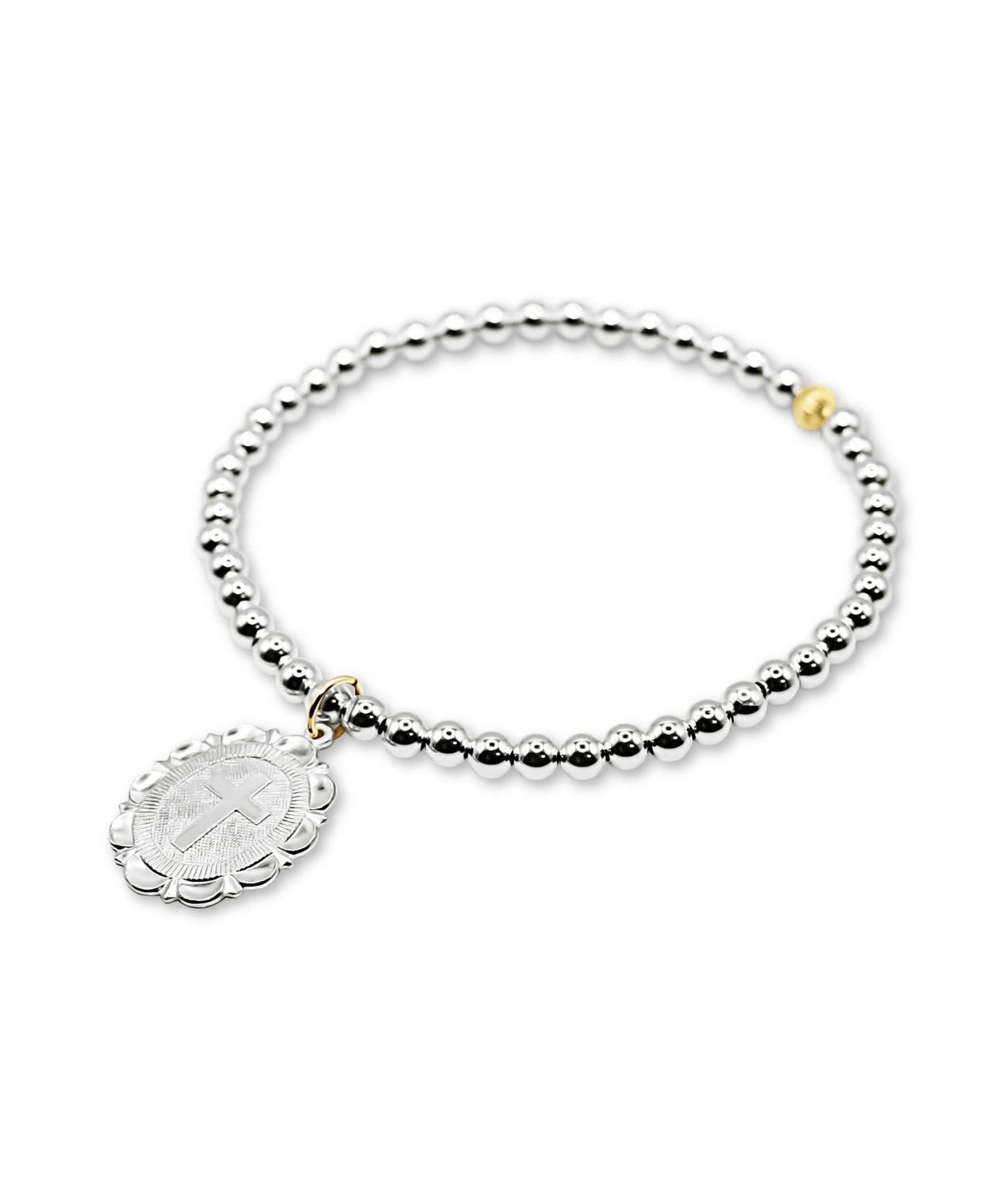 Sterling Ball with Cross Medallion Charm