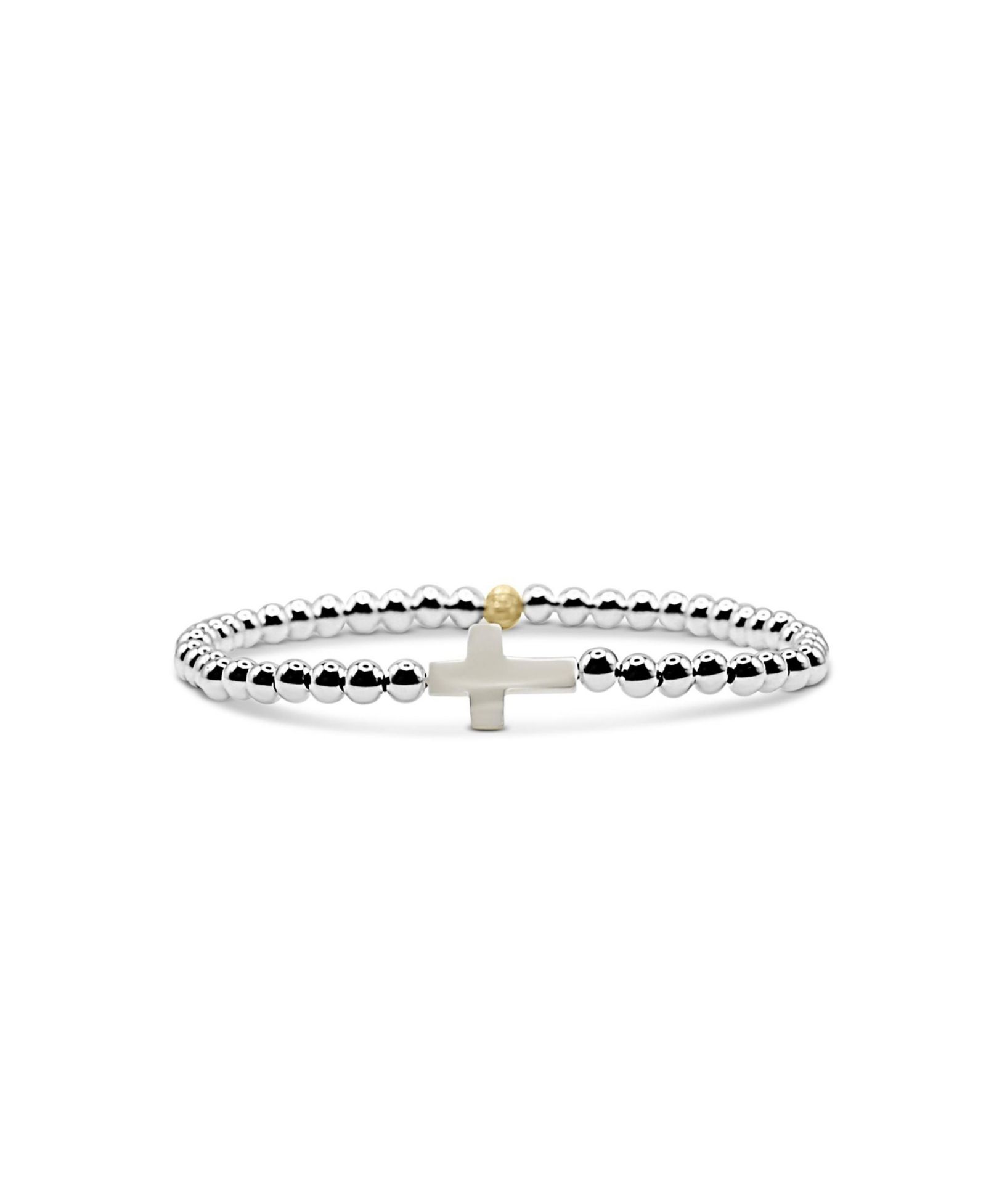 Браслет Bowood Lane Sterling Ball and Single Mother of Pearl Cross Stretch