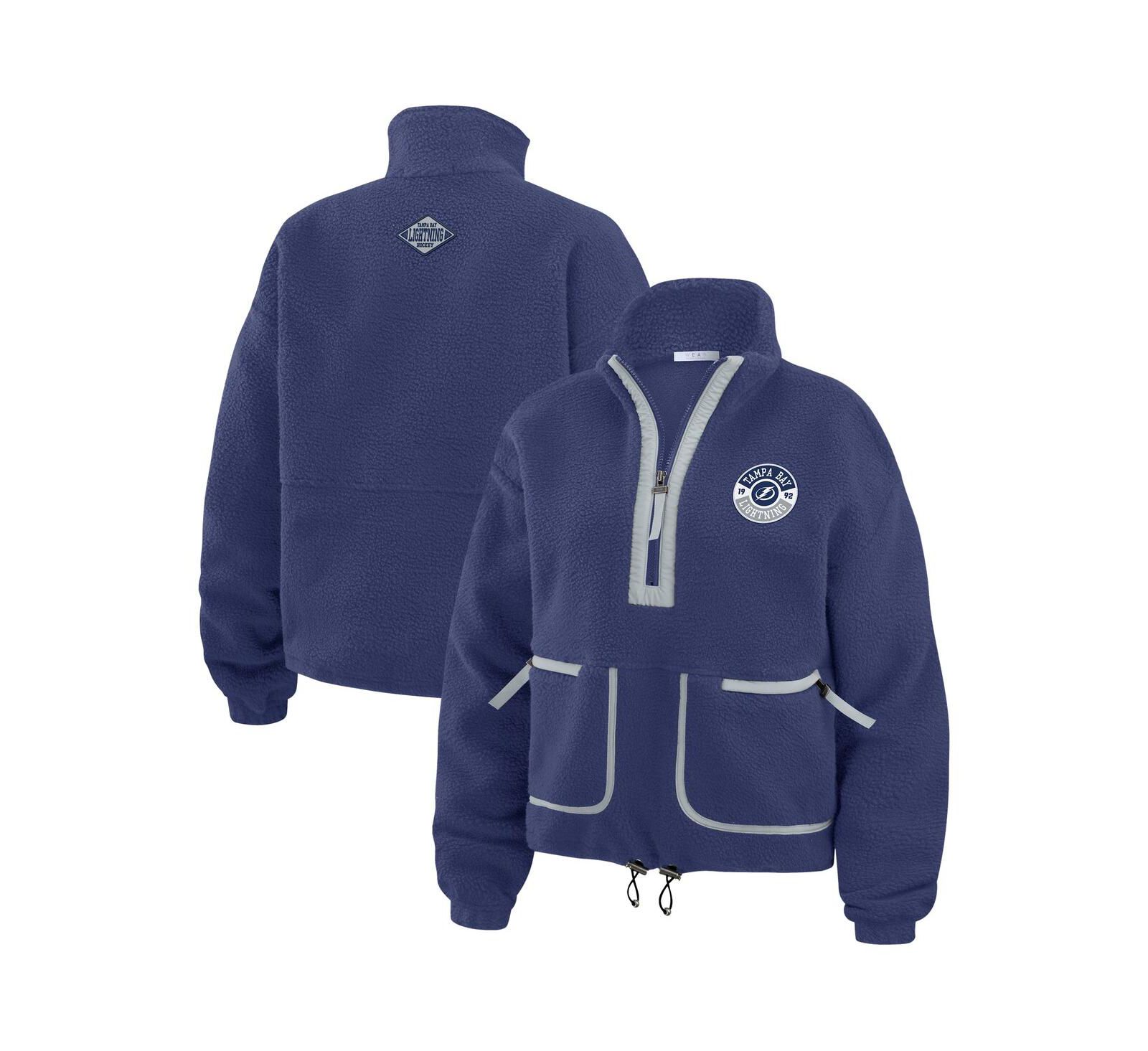 WEAR by Erin Andrews Women's Blue Tampa Bay Lightning Polar Fleece Half-Zip Jacket