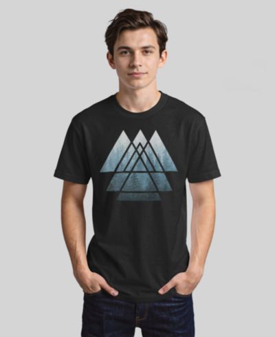 Design By Humans Men's Sacred Geometry Triangles Misty Forest Short-Sleeve T-Shirt