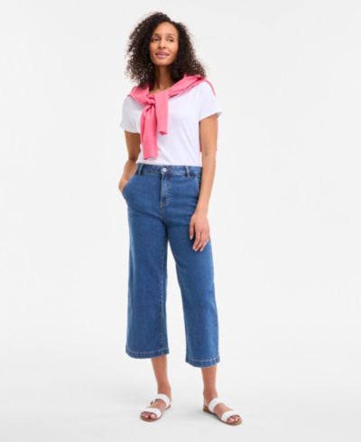 Style & Co Petite  High-Rise Wide-Leg Crop Jeans, Created for Macy's