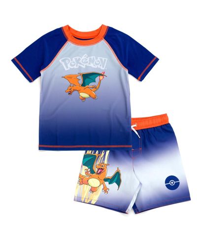 Pokemon Boys' Short Sleeve Rash Guard and Swim Trunks Set