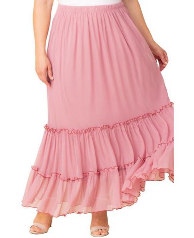 Kiyonna Plus Size Isla Tiered Mesh Maxi Skirt