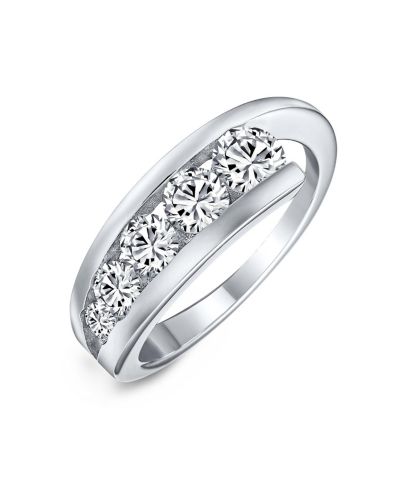 Кольцо Bling Jewelry Modern Graduated Cubic Zirconia CZ Statement Anniversary Band.925 Sterling Silver