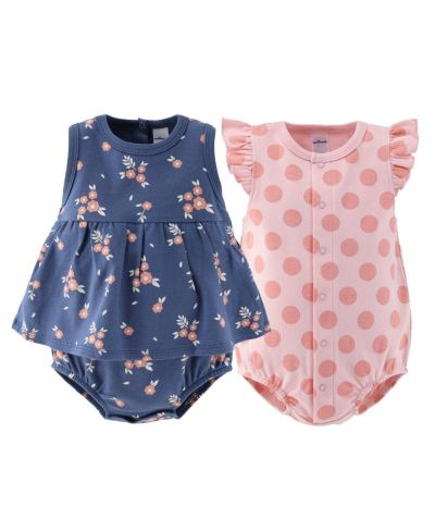Ромперы для девочек The Peanutshell 2 шт, Navy Floral