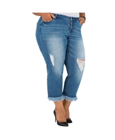 Женские укороченные джинсы Poetic Justice Plus Size Curvy-Fit Frayed Cropped Ankle