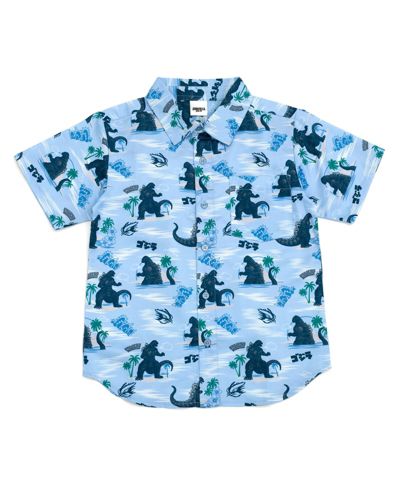 Godzilla Toddler Boys Matching Family Hawaiian Button Down Dress Shirt