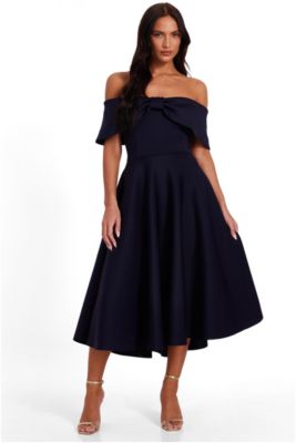 Женское платье-трапеция QUIZ Bardot Bow Skater Dress