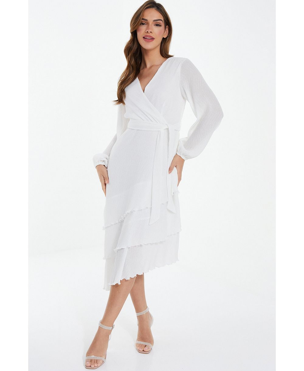 QUIZ Women's Crinkle Chiffon Asymmetric Wrap Dress