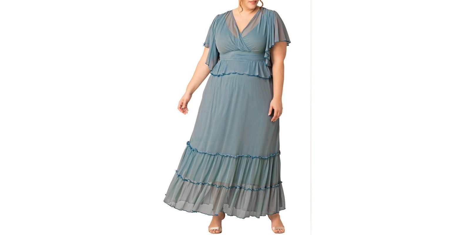 Женское многослойное сетчатое платье Plus Size Graceful Tiered Mesh Gown
