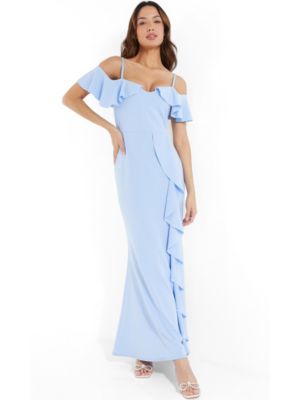 QUIZ Women's Scuba Crepe Cold Shoulder Maxi Dress