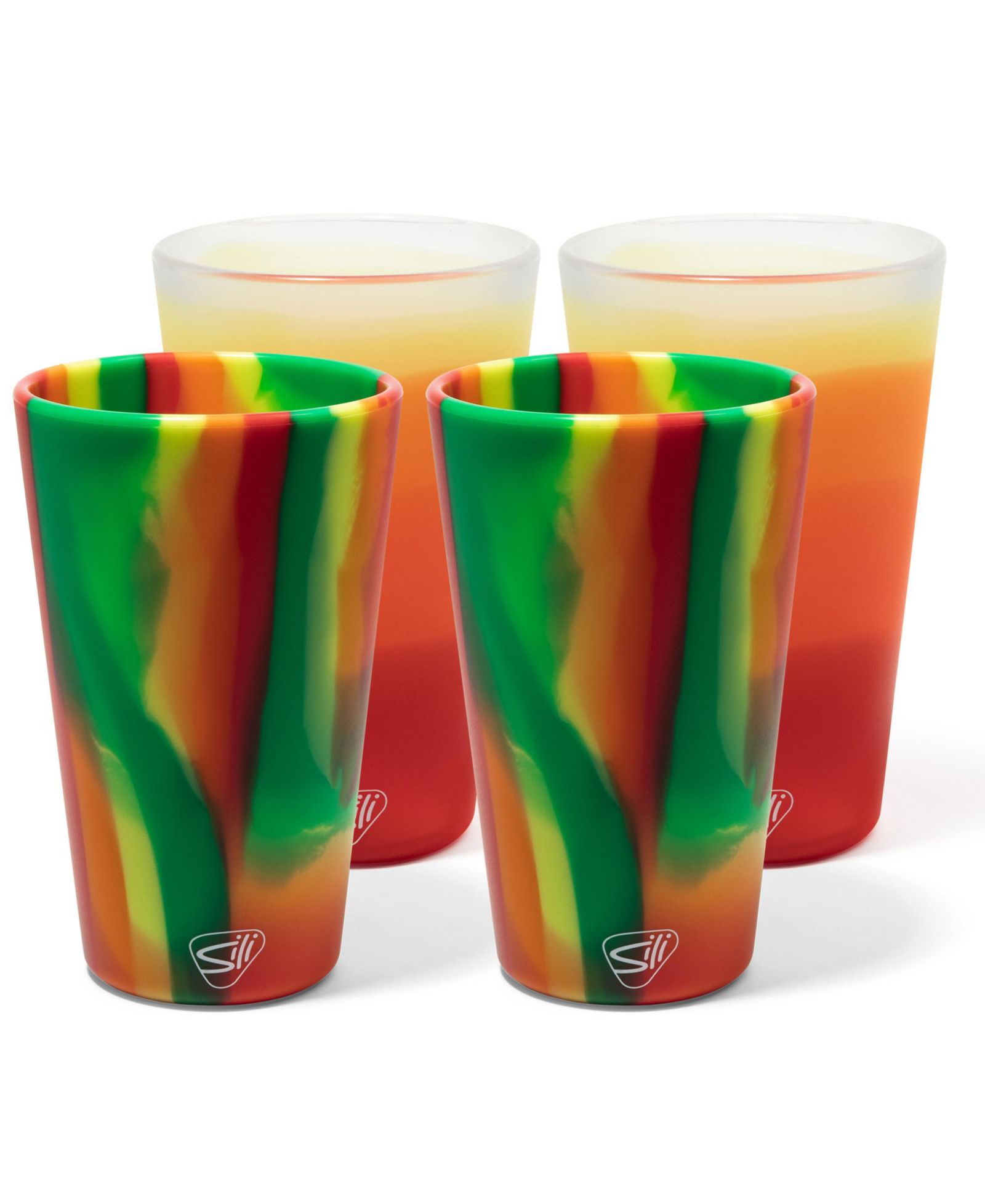 Silipint Pint Glasses: 4 pk - 2 Marigold & 2 Habiscus