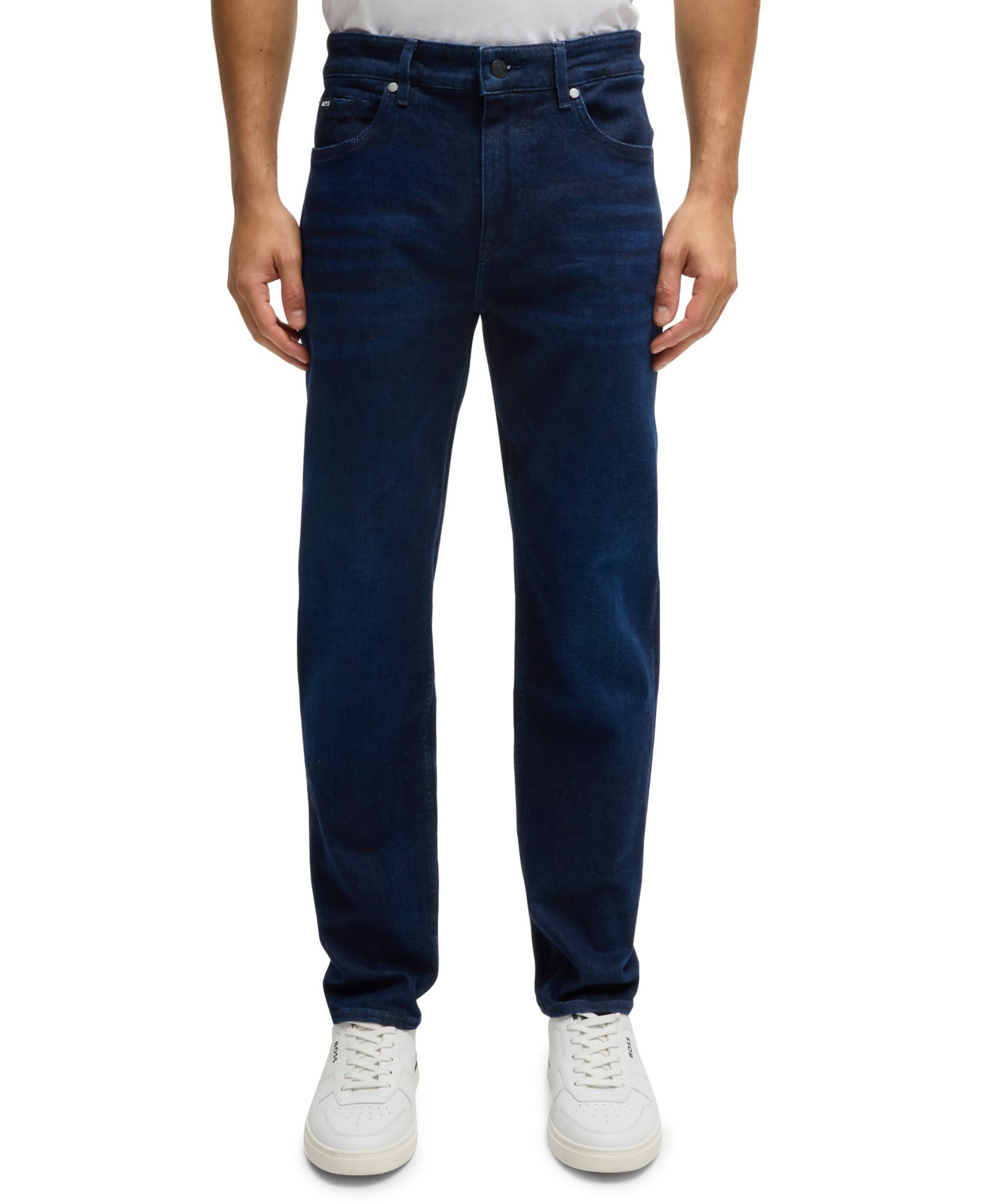 BOSS by Hugo Boss Men's Dark-Blue Soft Denim Regular-Fit Jeans
