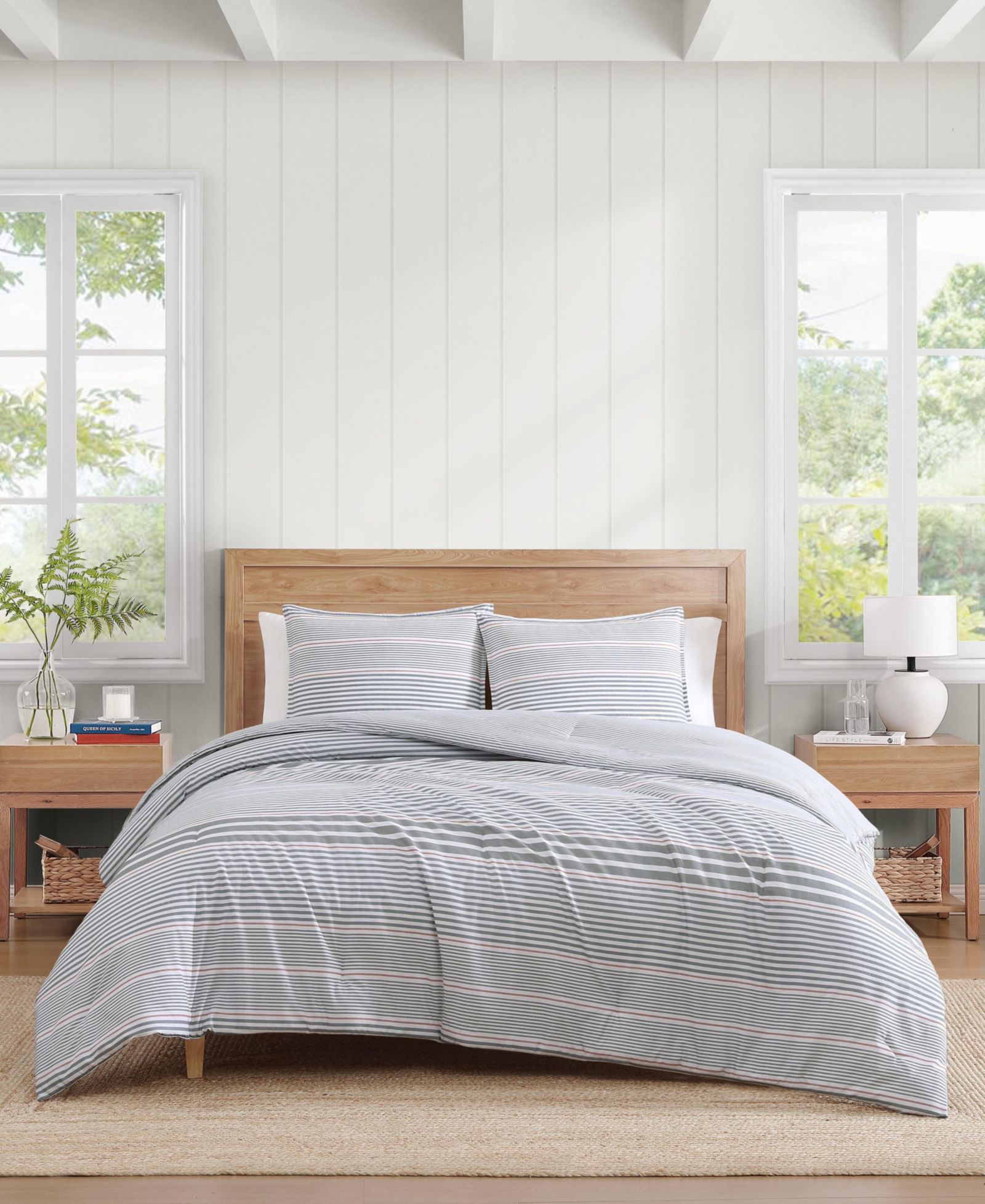 Комплект из 3-х предметов Tommy Hilfiger Danbury Stripe Cotton Duvet Cover Set, King
