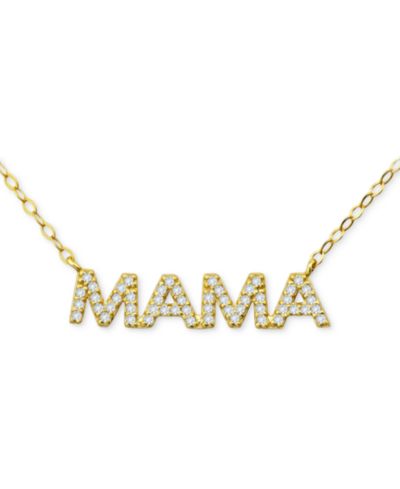 Подвеска Giani Bernini Cubic Zirconia Mama в позолоченном серебре 18k Gold-Plated Sterling Silver, 16" + 2" extender