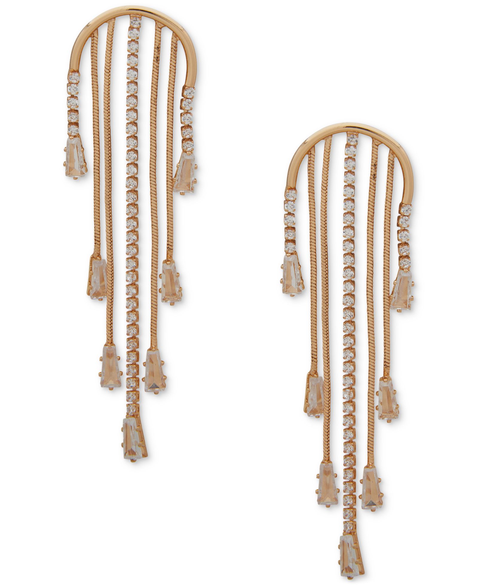 Серьги-люстры Anne Klein Gold-Tone Cubic Zirconia Snake Chain