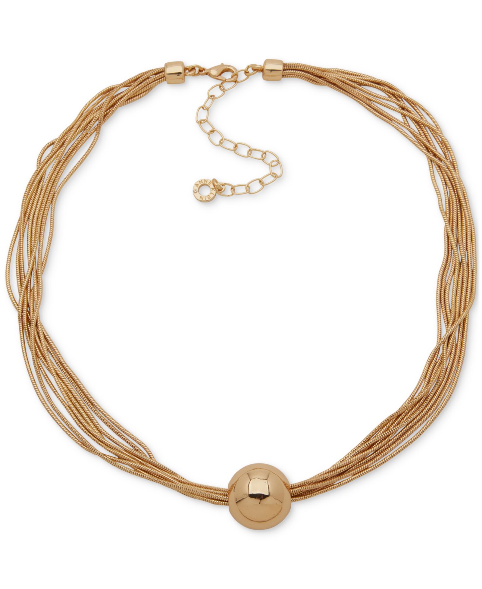 Ожерелье Anne Klein Gold-Tone Multi Snake Chain & Polished Sphere Collar, 16" + 3" extender