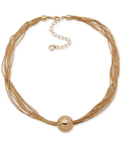 Ожерелье Anne Klein Gold-Tone Multi Snake Chain & Polished Sphere Collar, 16" + 3" extender