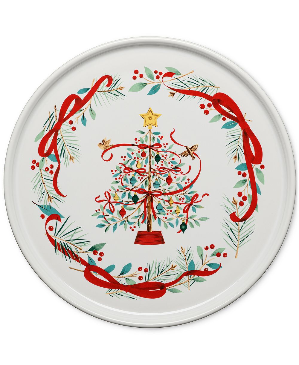 Круглое сервировочное блюдо Fiesta Holly Berry Christmas Tree 12"