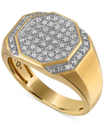 Esquire Мужское кольцо Diamond Octagon Cluster в 10k золоте