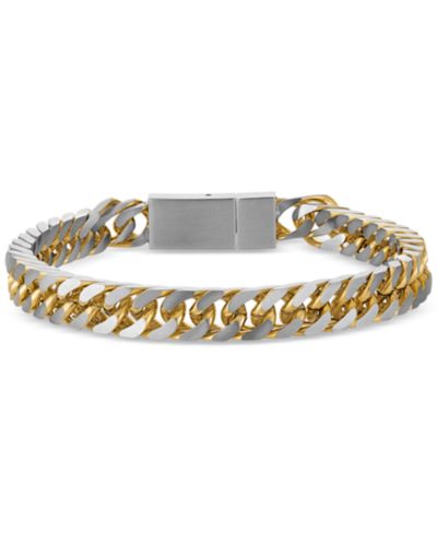 Esquire Men's Jewelry Two-Toned Curb Link Chain Bracelet, Exclusively for Macy's