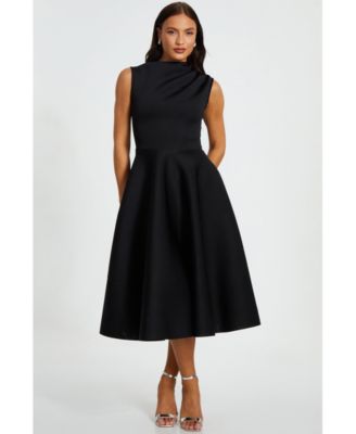 QUIZ Women's Scuba Crepe High Neck Midi Dress