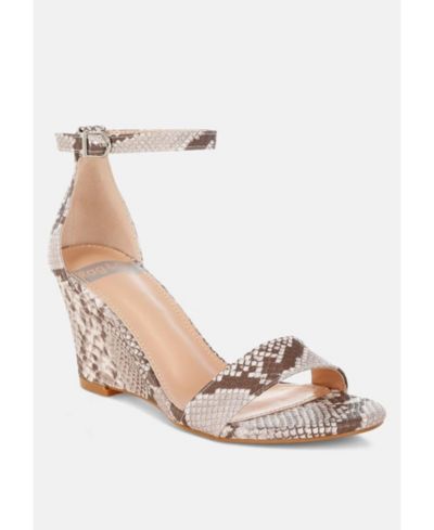 Rag and Co Womens Kodor Snake Print Slim Wedge Sandals