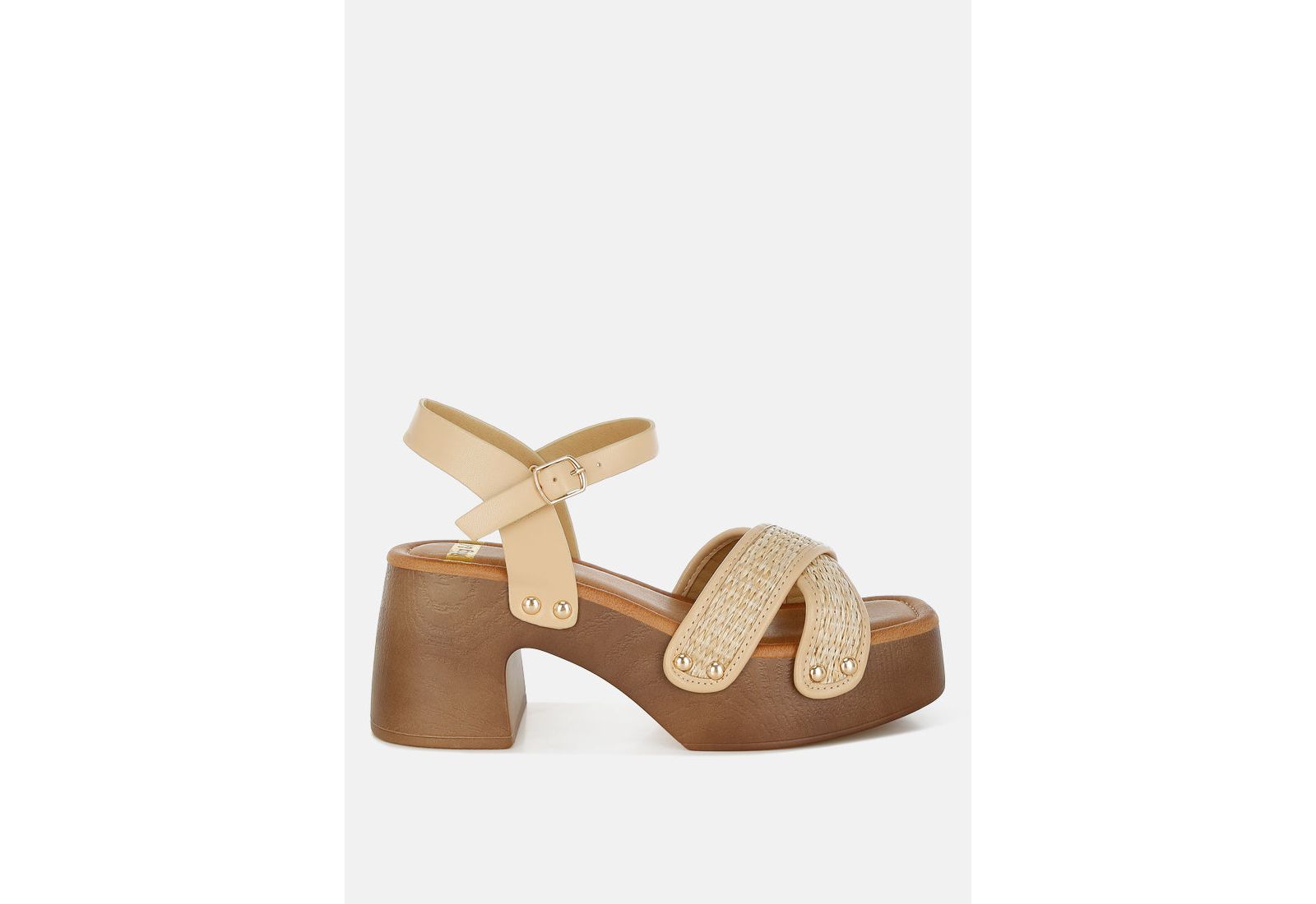 Rag and Co Womens Qasa Studded Raffia Clog Sandals