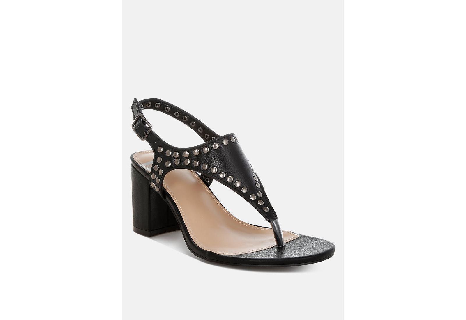 Rag and Co Womens Nerina Studded Genuine Leather Sandals